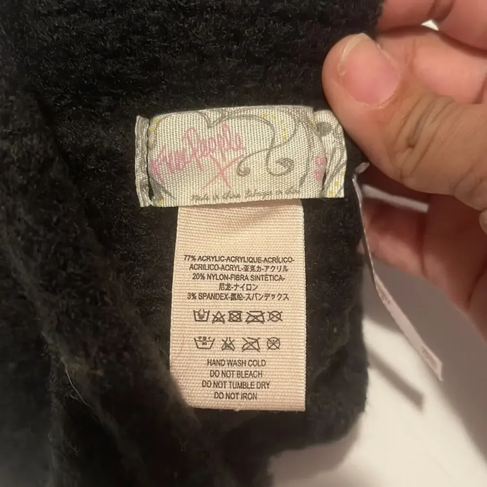 Free People Dreamland Knit Beanie Black One Size Fits Most